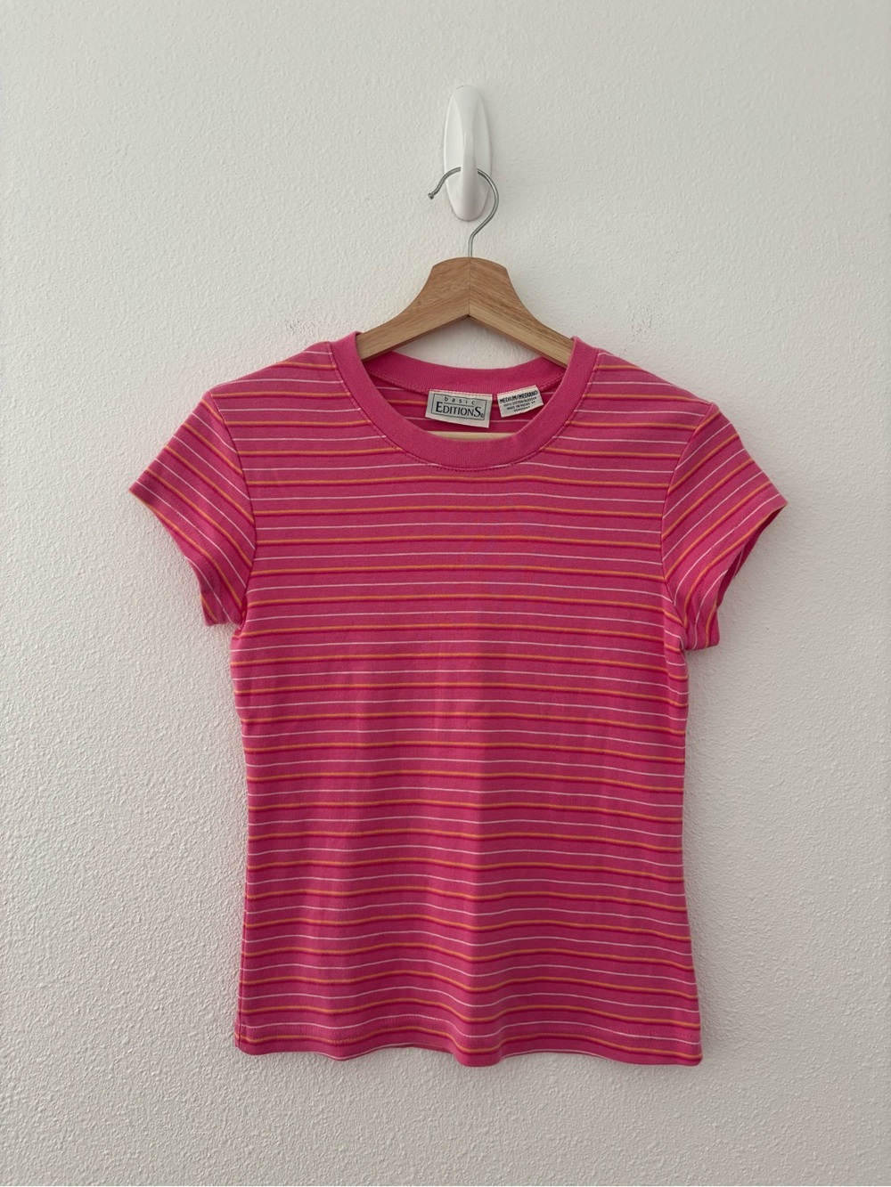 Vintage basic edition pink striped t shirt 100% cotton